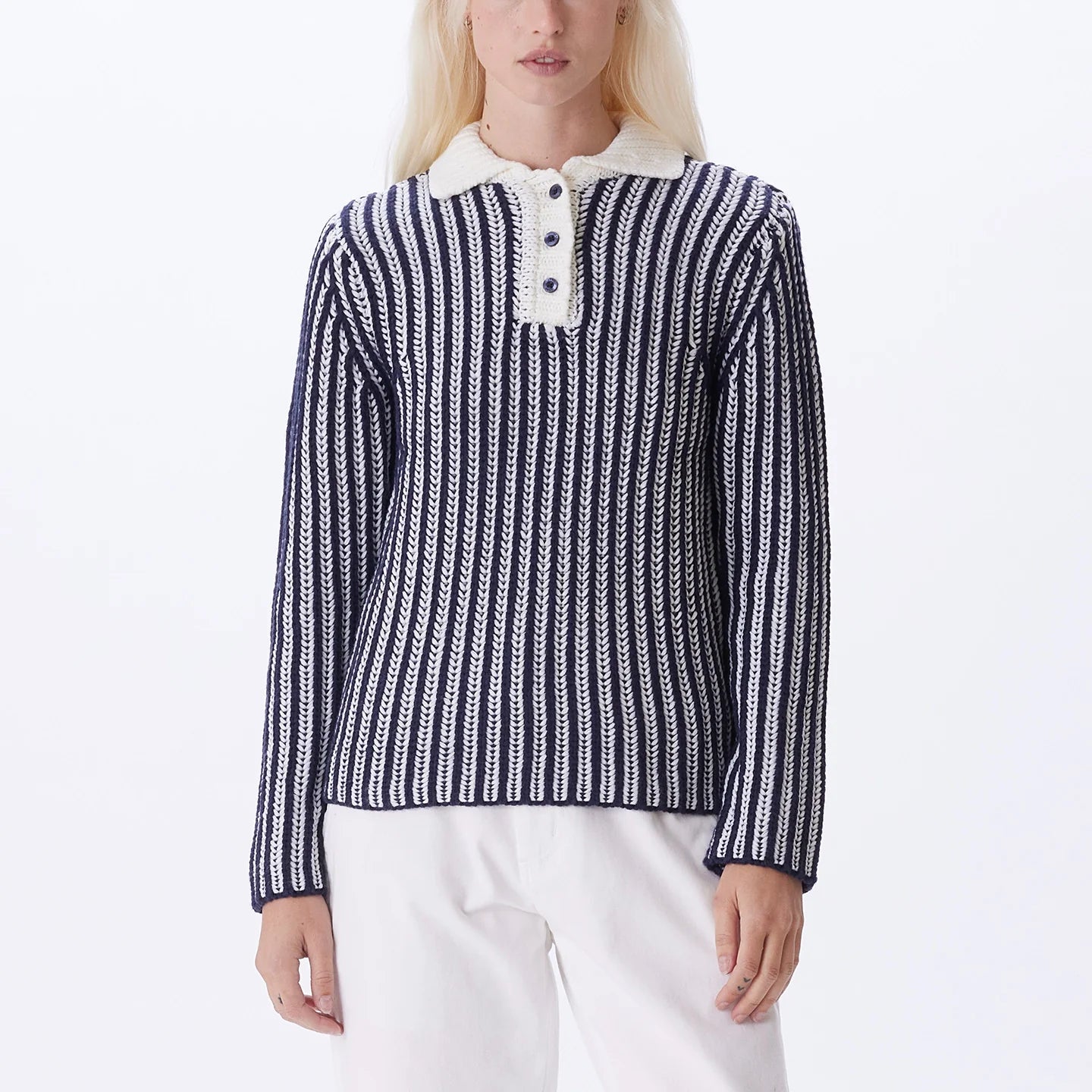 Obey Sylvie Nvy Multi Polo W Sweater